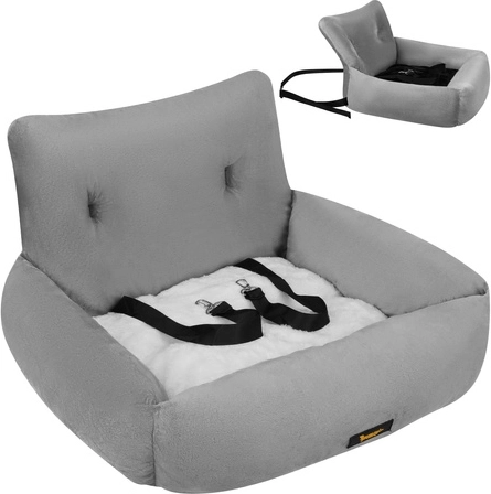 Autosjedalica za psa PURLOV L, siva, 53 × 42 × 30 cm