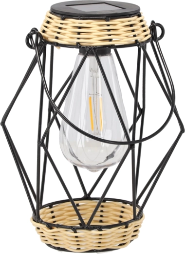 Solarni metalni lanternasti svijećnjak 22 cm, crni, LED