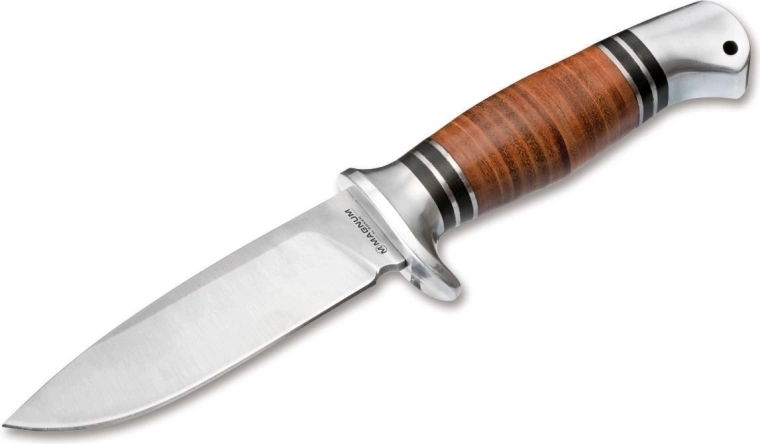Lov nož Magnum Leatherneck Hunter 11,2 cm, satin, kožnata drška, najlonska futrola