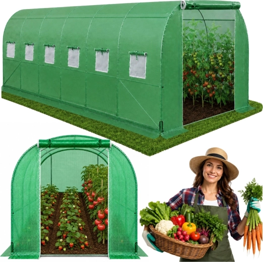 Vrtni plastenik – tunel PRO 10 × 3 × 2 m (30 m²) s UV12, čelična konstrukcija 25 mm