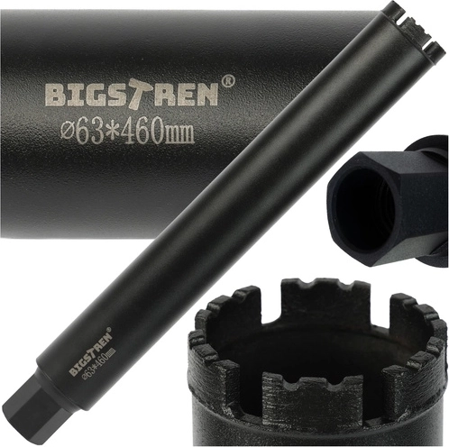 Dijamantna jezgrena kruna 63 × 450 mm BIGSTREN, navoj 1-1/4" UNC za beton i kamen
