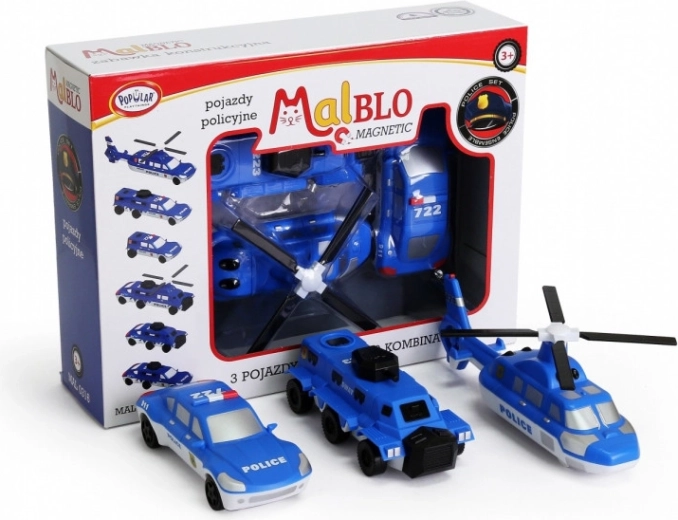 MalBlo magnetska policijska vozila – kreativni set za slaganje za djecu