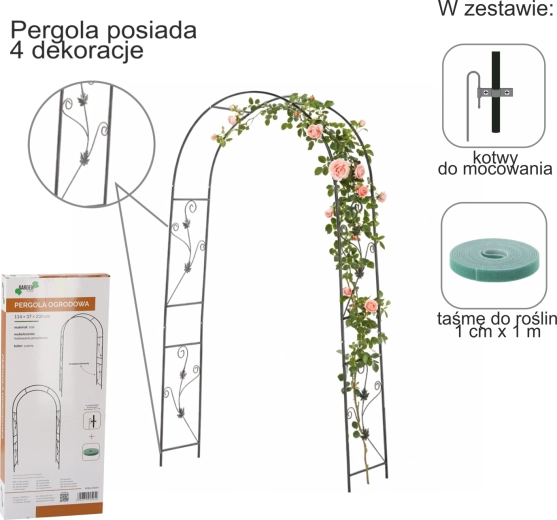 Vrtna pergola s sidrima 114 × 37 × 230 cm