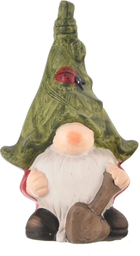 Keramički patuljak s lopaticom zeleni 18 cm
