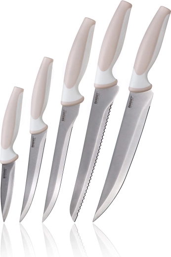 Set kuhinjskih noževa TRINITY CULINARIA, krem, 5 dijelova