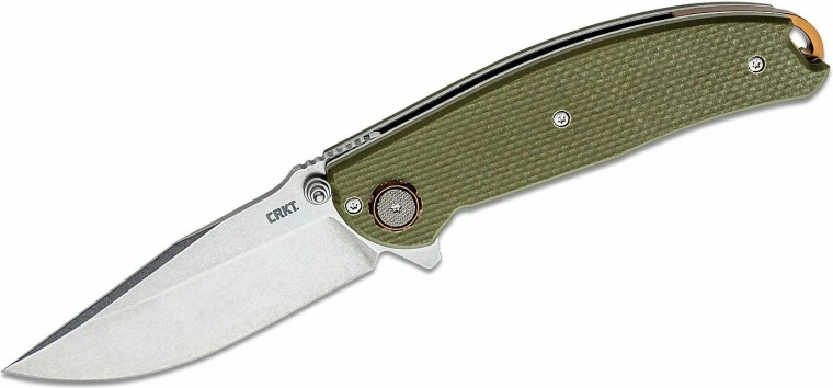 CRKT Butte sklopivi džepni nož s asistiranim otvaranjem, D2, stonewash, zeleni G10