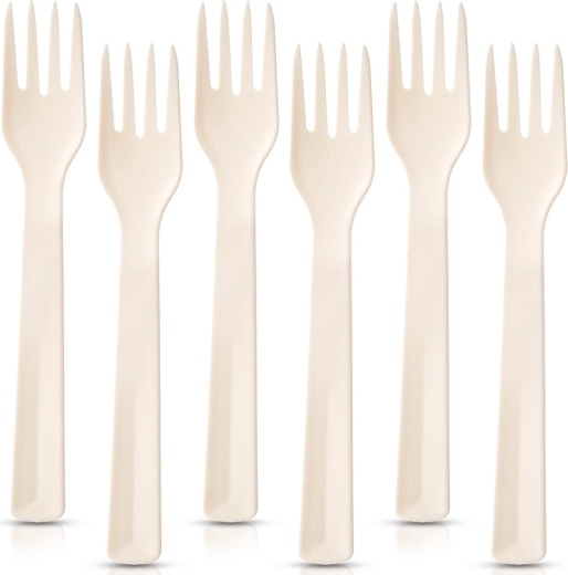 Plastične blagovaonske vilice krem SANDY 18 cm, 6 kom