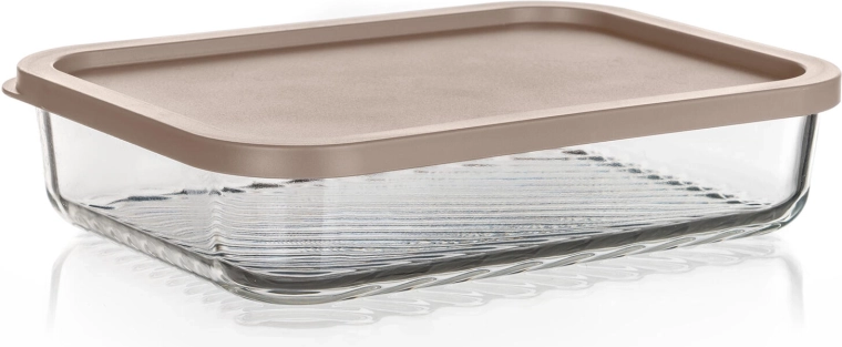 Staklena posuda WAVE 1,05 l s brtvenim poklopcem latte, pravokutna