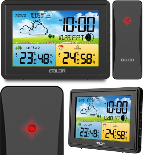 Digitalna meteorološka stanica s kolor zaslonom i DCF77, crna