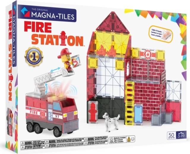 Magna-Tiles magnetska građevna igračka vatrogasna postaja (50 dijelova)