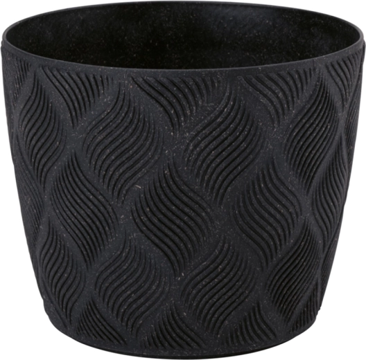 Lončanica FLOW Petit ECO Wood 15 cm – duboka crna