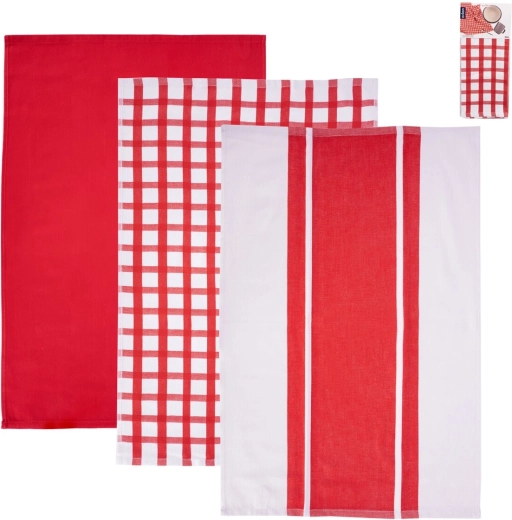 Set kuhinjskih krpa u crveno-bijelom dizajnu, 3 kom