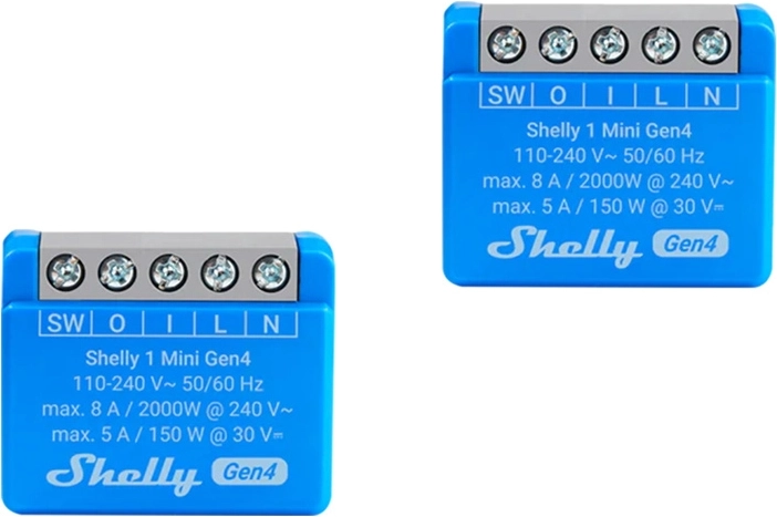 Set minijaturnih relejnih upravljača Shelly 1 Mini Gen4 (2 kom) sa Zigbee i Matter