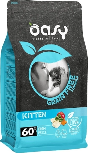 Oasy Grain Free Kitten Fish 7,5 kg – bezžitarne granule za mačiće