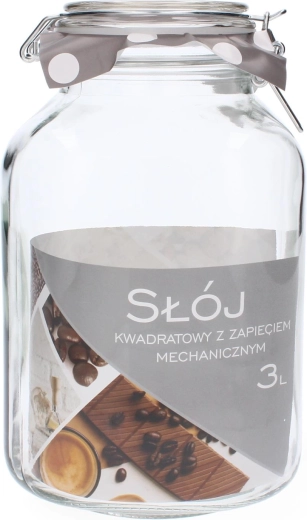 Četvrtasta staklenka 3 l s mehaničkim zatvaračem
