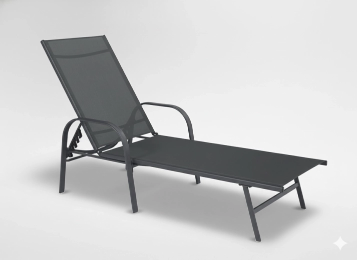 Vrtna podesiva ležaljka 195 × 69 × 94 cm, tamnosiva