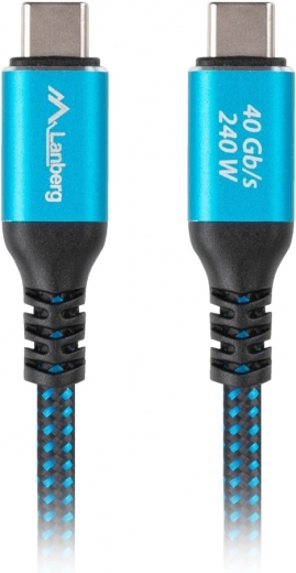 USB‑C kabel USB4 0,5 m, 240 W, 8K 60 Hz – crno‑plavi