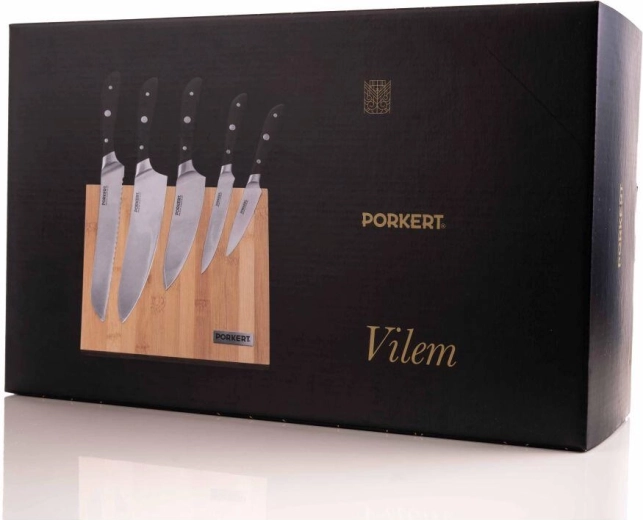 Set kuhinjskih noževa Vilem 5 kom s magnetskim bambusovim blokom