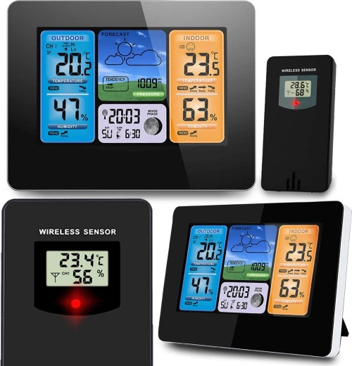 Digitalna meteorološka stanica s kolor zaslonom BD-902, crna