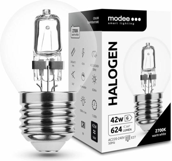 Halogena žarulja Modee Mini Globe 42 W E27, 624 lm, toplo bijela