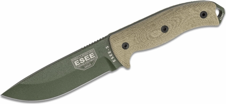 Vanjski nož ESEE Model 5, 13,3 cm, zeleni, Micarta, futrola Kydex