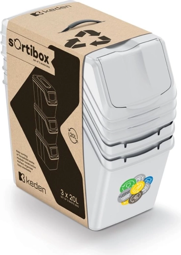 Set koševa za razvrstavanje otpada Sortibox 3×20 l, pepeljasto siva