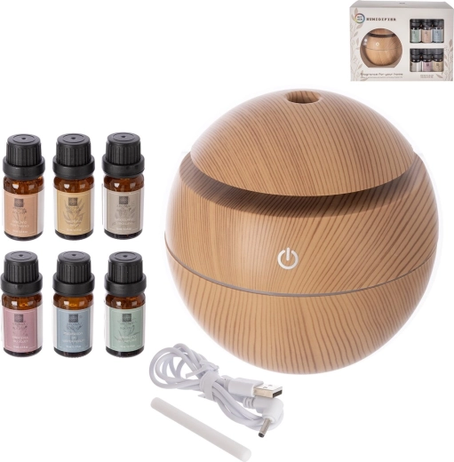 Električni aroma difuzor bež s USB napajanjem + set 6 mirisa 10 ml