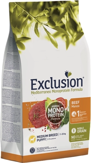 Exclusion Puppy Medium granule za štence srednjih pasmina – govedina, 3 kg