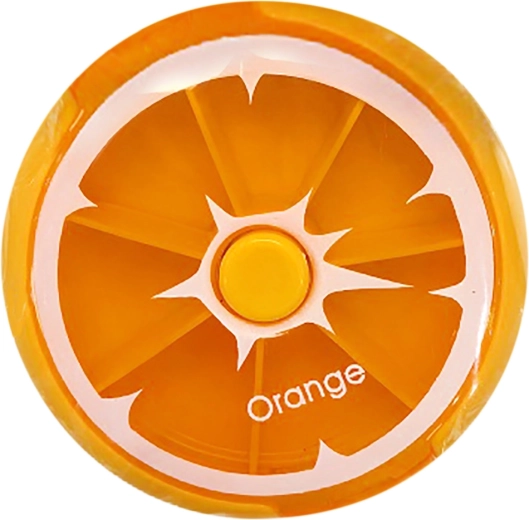 Okrugli dozator za lijekove s motivom naranče 9 × 2,5 cm