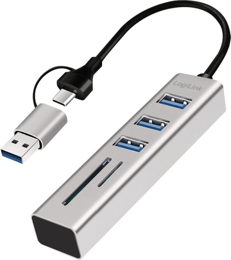 LogiLink USB‑C/USB‑A čvorište 3× USB 3.0 s čitačem SD i microSD