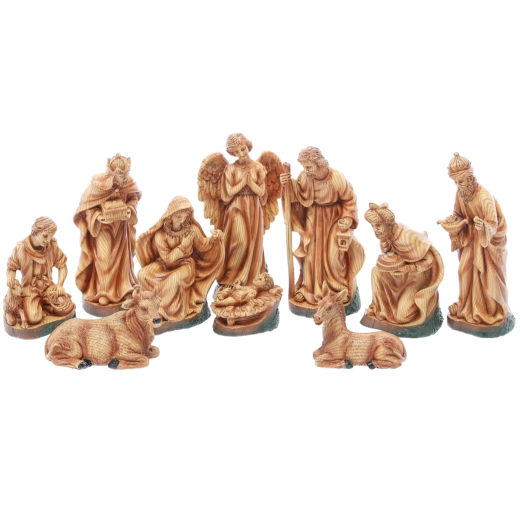 Set božićnih jasličnih figurica od polirezina, 10 kom, visina do 24 cm