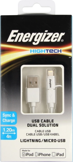 Energizer univerzalni punjački kabel Lightning/Micro USB 2,4 A 1,2 m bijeli