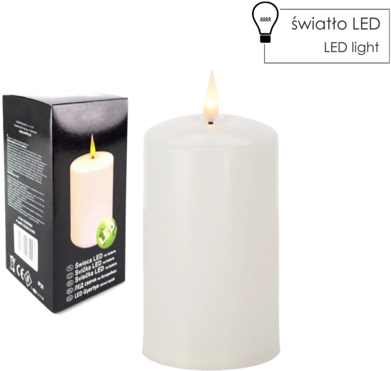 LED svijeća 7 × 16 cm bijela