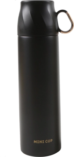 Altom Design termosica s poklopcem u obliku šalice 500 ml, crna sa zlatnim detaljima