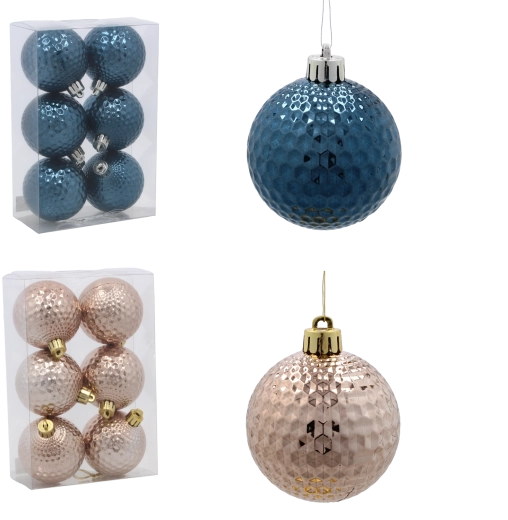 Set božićnih kuglica 6 cm – grimizna i bež zlatna, 6 kom