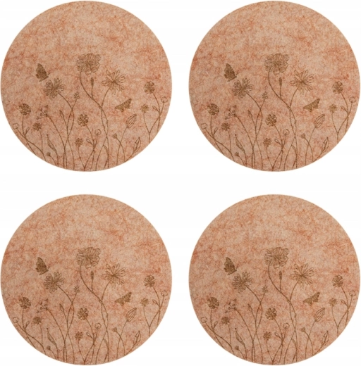 Set filcanih podmetača za čaše i šalice Livada, 12 cm, 4 kom