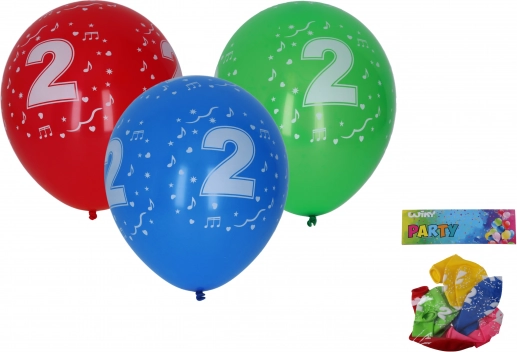 Napuhávajući baloni 30 cm s brojem 2 – set 5 kom