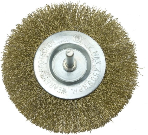 Kružna četka sa prihvatnim trnom 80 mm, valovita čelična žica 0,3 mm