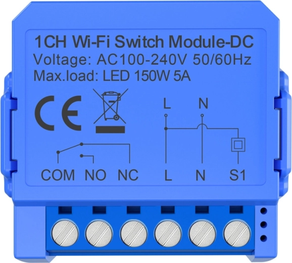 Pametni jednokanalni wi‑fi prekidački modul s beznaponskim dc kontaktom avatto wsm16-dc-1