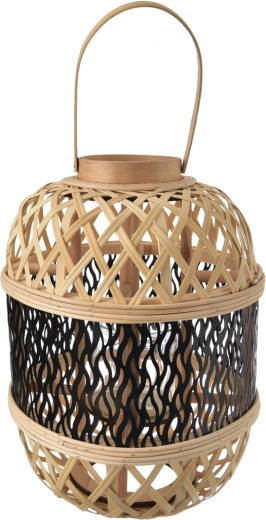 Pleteni lampion od pruća smeđe-crni 36 cm