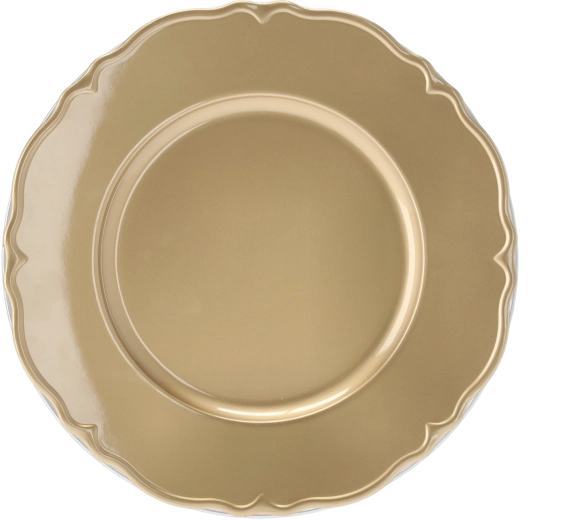 Ukrasni zlatni podtanjur 33 cm s reljefnim rubom
