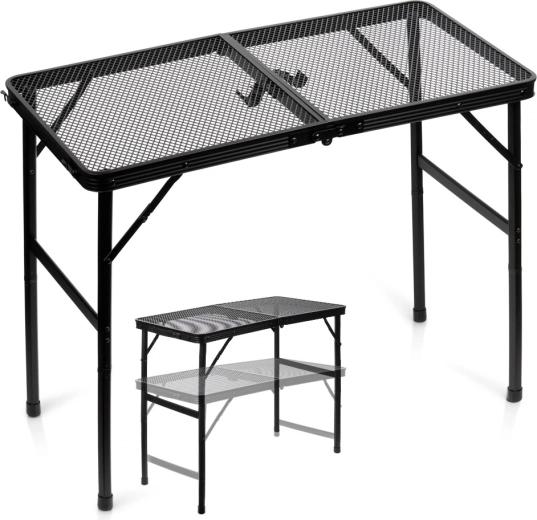 Vilde sklopivi turistički stol 2u1 s podesivom visinom 80 × 40 cm crni