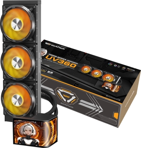 DarkFlash UV360 crno AIO vodeno hlađenje procesora 360 mm s 2K OLED zaslonom