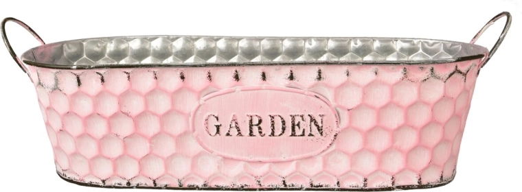 Metalna žardinjera/ukrasni oblog za cvijeće Garden ružičasti 37 cm