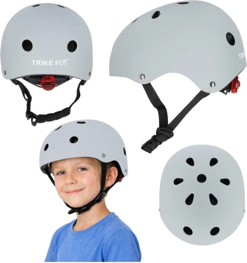 Dječja biciklistička kaciga s LED, podesiva, veličina M (55–58 cm), tamnosiva