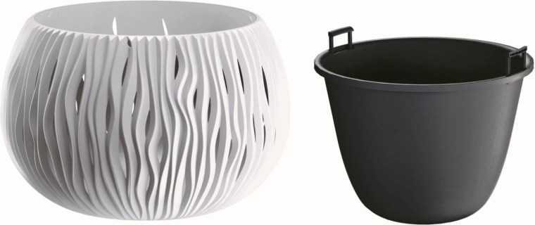 Vaza Sandy Bowl s uloškom 29 cm bijela