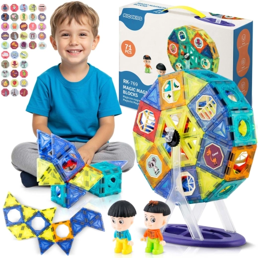 Magnetičke konstrukcijske kocke s vrtuljkom RICOKIDS XXL (70+ dijelova)