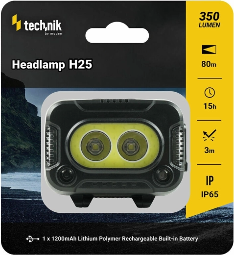 Čeona svjetiljka Technik MT-H25 s gumiranjem, CREE XPG-2 i COB LED, USB‑C, crveno svjetlo i stroboskop
