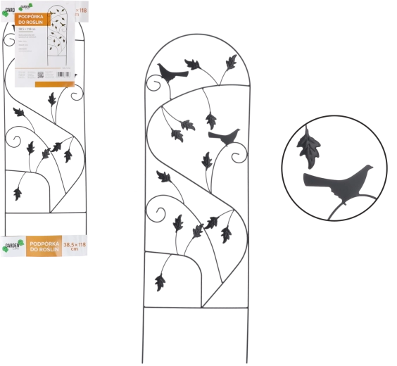 Metalna vrtna potpora za penjačice 38,5 × 118 cm – crna