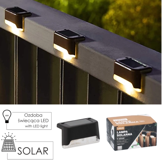 Set od 4 solarnih LED svjetala LINUS, toplo bijela, 8 × 4,5 × 4,5 cm